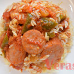 iCook: Fried Stew + White Rice With Johnsonville Andouille Sausages