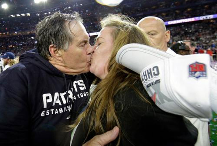 Bill Belichick kissing daughter Amanda